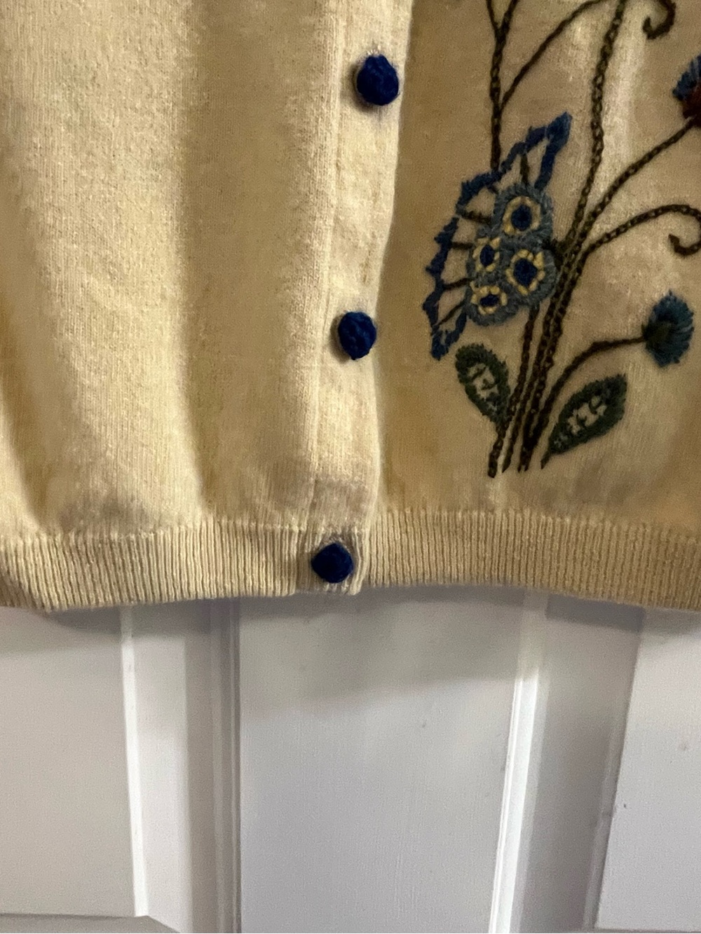 Vintage Cream Colored Embroidered Cardigan - Picture 2 of 15